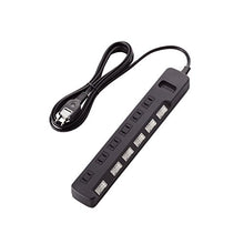 Load image into Gallery viewer, ELECOM Thunder Guard Power Strip with Individual Switch 6 Outlet 2.5m [Black] T-K5A-2625BK (Japan Import)
