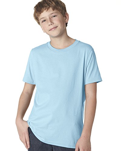 Next Level Big Boys' Comfort Fashion Rib Jersey Crew T-Shirt, Light Blue, XL