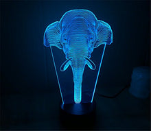 Load image into Gallery viewer, SmartEra 3D Optical Illusion Long Nose Elephant Lighting Night 7 Color Change USB Touch Button LED Desk Table Light Lamp
