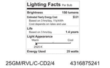 Load image into Gallery viewer, GE Lighting 75241 Reveal 25-Watt, 152-Lumen G16.5 Light Bulb with Medium Base, 8-Pack
