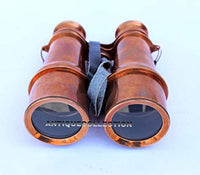 Captains Antique Brass Binoculars with Leather Case 6