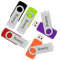 5 X 8GB USB Flash Drive, Bosexy Thumb Drive Memory Stick Swivel Keychain Design with Led Indicator, Black/Green/Red/Orange/Purple (5PCS, 8GB Each, Mix Color)