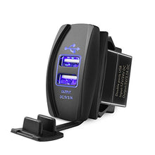 Load image into Gallery viewer, MICTUNING Universal Rocker Style Car USB Charger - with Blue LED Light Dual USB Power Socket for Rocker Switch Panel
