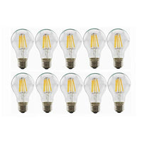 Low Voltage E27 LED Bulbs 6W A60 12V 24V 36V AC Edison LED Filament Bulb Lamp Light AC/DC12-36V for RV Camper Marine,Solar Power Light and Off Grid 10-Pack