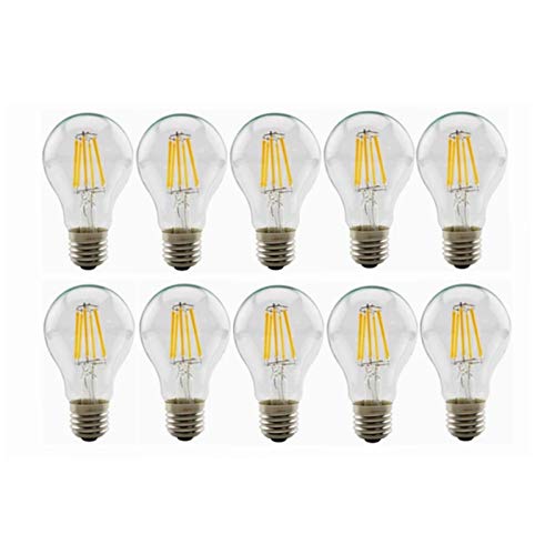 Low Voltage E27 LED Bulbs 6W A60 12V 24V 36V AC Edison LED Filament Bulb Lamp Light AC/DC12-36V for RV Camper Marine,Solar Power Light and Off Grid 10-Pack