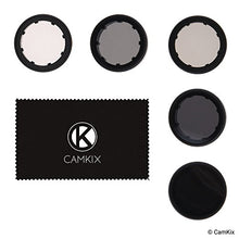 Load image into Gallery viewer, CamKix Cinematic Filter Pack Compatible with GoPro Hero 4 and 3+ Includes 4 Neutral Density Filters (ND2/ND4/ND8/ND16), a UV Filter and a Cleaning Cloth.
