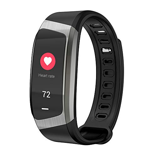 E18 Smart Bracelet Heart Rate Monitor Fitness Tracker Life Waterproof IP67 Sports Wristwatch for Android and iOS Smart Watch Men (Black Grey)