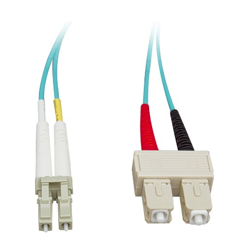 eDragon 10 Gigabit Aqua Fiber Optic Cable, LC/SC, Multimode, Duplex, 50/125, 2 Meter (6.6 Foot)