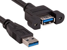 Load image into Gallery viewer, Cable Leader 1ft USB 3.0 Panel-Mount Type A Male to Type A Female Cable
