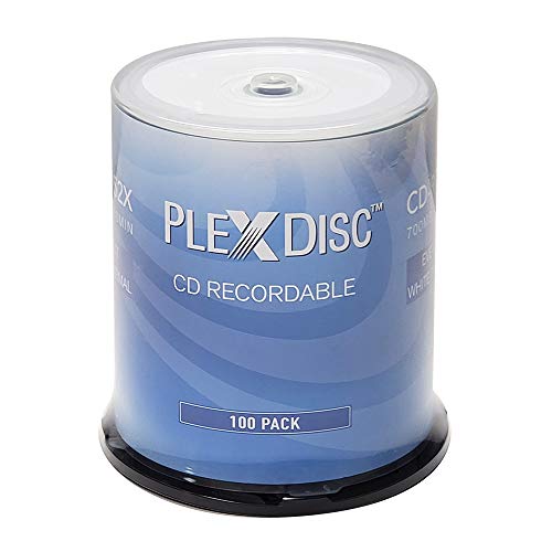 PlexDisc CD-R 700MB 52X White Thermal Hub Printable - 100 Disc Spindle (FFP) - 631-415-BX