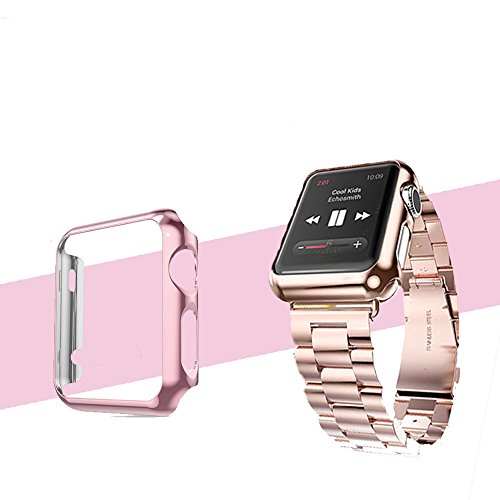 FastSun Full Body Cover Snap On Case + Screen Protector For Apple Watch Series 3 (Rose Gold, 42mm)