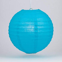 Load image into Gallery viewer, PaperLanternStore.com 8 Inch Turquoise Even Ribbing Round Paper Lantern (10 PACK)
