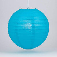 PaperLanternStore.com 8 Inch Turquoise Even Ribbing Round Paper Lantern (10 PACK)