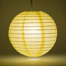 Load image into Gallery viewer, PaperLanternStore.com 8 Inch Light Yellow Even Ribbing Round Paper Lantern (10 Pack)
