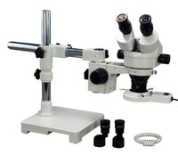 OMAX 3.5X-90X Zoom Binocular Single-Bar Boom Stand Stereo Microscope with 8W Fluorescent Ring Light