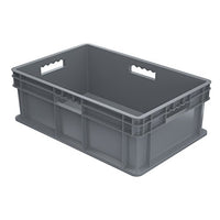 Akro-Mils 37688 Plastic Straight Wall Container Tote with Solid Sides and Solid Base, (24-Inch x 16-Inch x 8-Inch), Gray, (4-Pack)