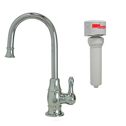 Mountain Plumbing MT1853FIL-NL/PVDPN Traditional Mini Point-of-Use Drinking Faucet and Mountain Pure Water Filtration System with Curved Spout, Polished Nickel