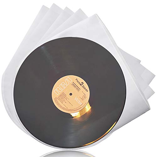 Facmogu 100PCS LP Vinyl Record Inner Sleeves, 12 Inch Semi-Transparent Inner Plastic Record Cover Sleeves with 0.08mm Thick Anti-Static Material
