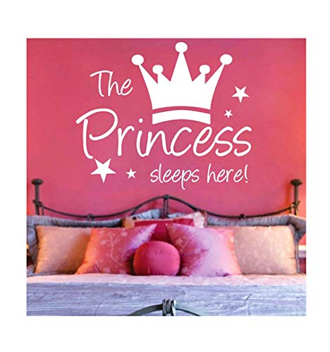 dailinming PVC Wall Stickers English Crown Princess Sleeps Stars Children's Room Home decorWallpaper50.8cm x 61cm-Deep Blue