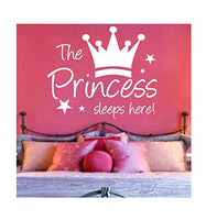 dailinming PVC Wall Stickers English Crown Princess Sleeps Stars Children's Room Home decorWallpaper50.8cm x 61cm-Brown