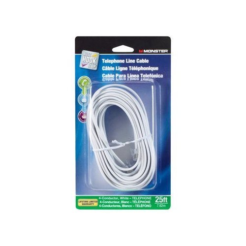 Monster Cable Modular Telephone Cable Modular 4 Conductor 25 ' White Carded