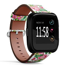 Load image into Gallery viewer, Replacement Leather Strap Printing Wristbands Compatible with Fitbit Versa - Water Lily Lotus Pattern
