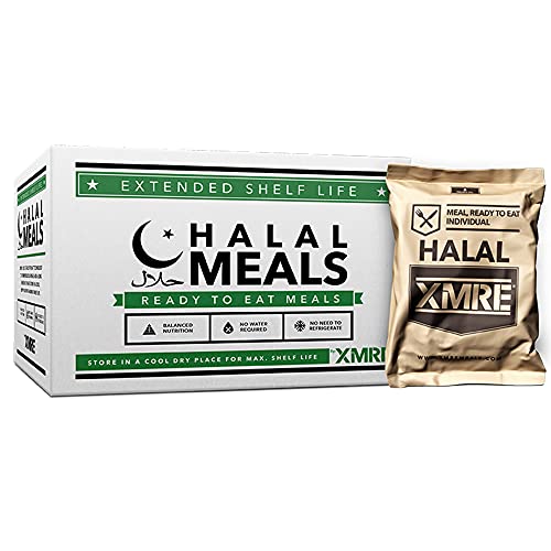 XMRE Halal 1000 Meals Ready to Eat (MRE) Military Grade Ration | Extended Shelf Life | No Refrigeration | For Law Enforcement, Emergency Food Supply & Outdoor Enthusiasts | 12 Meals 6 Menus | USA Made