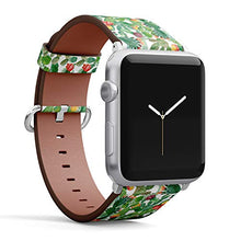 Load image into Gallery viewer, Compatible with Big Apple Watch 42mm, 44mm, 45mm (All Series) Leather Watch Wrist Band Strap Bracelet with Adapters (White Cactus)

