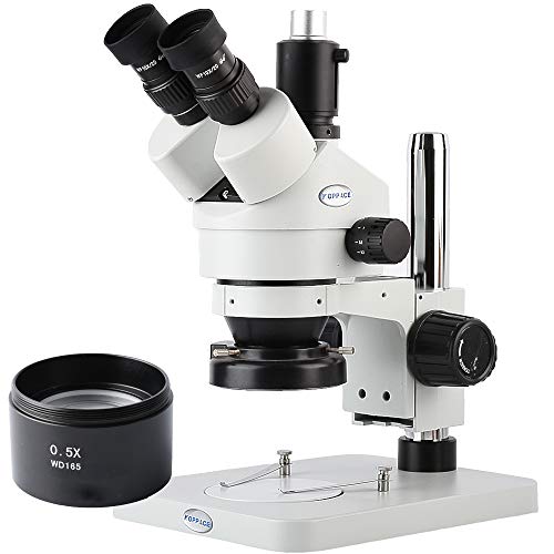 KOPPACE 3.5X-45X,Trinocular Stereo Microscope,144 LED Ring Light,23.2mm Electronic Eyepiece Interface,Mobile Phone Repair Microscope,Includes 0.5X Barlow Lens