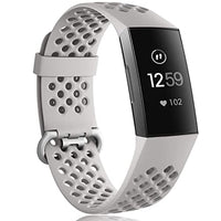 Wepro Bands Replacement Compatible Fitbit Charge 3 for Women Men Small, Waterproof Breathable Holes Watch Sport Strap Accessories for Fitbit Charge 3 SE Fitness Tracker, Slate Gray