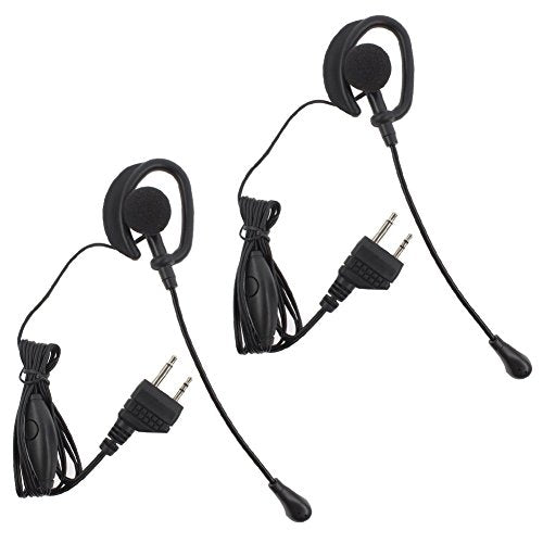 Tenq Ear-shaped Earhook Headset with Rod Mic for 2 Way Radio Midland AVP-1 (2 Packs)