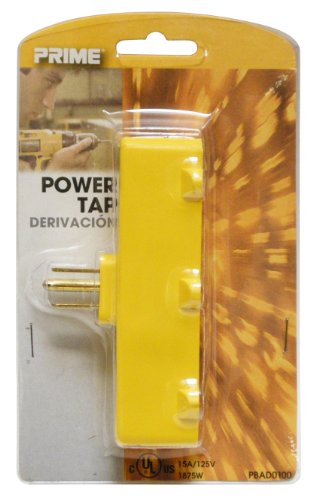 Prime Wire & Cable PBAD0100 3-Outlet Adapter, Yellow