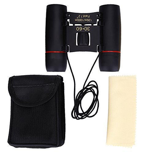 Dioche Mini Binoculars, 30 60 Portable Lightweight Metal Dual Focusing Binoculars Waterproof Fogproof Folding Binocular for Bird Watching Star Observation