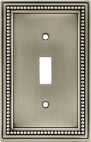 Brainerd 64905 Beaded Single Toggle Switch Wall Plate / Switch Plate / Cover, Brushed Satin Pewter