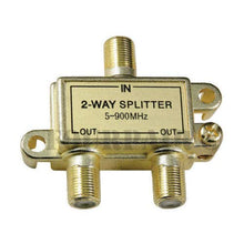 Load image into Gallery viewer, 2-Way Coax Video Splitter Digital HD Cable TV F Type RG6 RG11 RG59 5-900 MHz 1x2
