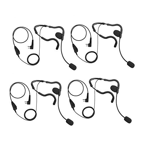 Bommeow 4 Pack BHDH01-M1A Ultra Light Single Ear Muff Headset for 2 PIN Motorola CP200 MOTOTRBO CP200D Radio