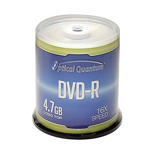 Optical Quantum DVD-R 4.7GB 16x Logo Top Media Disc  100pk Cake Box (FFP) OQDMR16LT-BX, 100 Discs