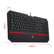 Load image into Gallery viewer, Redragon K502 RGB Gaming Keyboard RGB LED Backlit Illuminated 104 Key Silent Keyboard with Wrist Rest for Windows PC Games (RGB Backlit)
