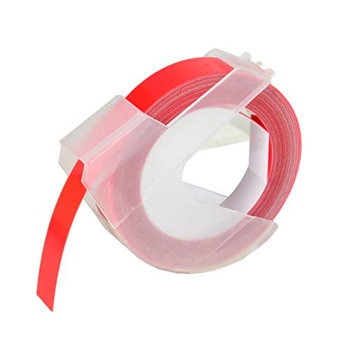 KCMYTONER 1 roll Pack Replace 3D Plastic Embossing Labels Tape for Embossing White on Red 3/8
