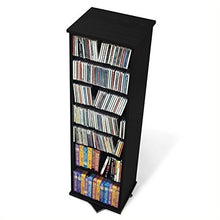 Load image into Gallery viewer, Pemberly Row 53&quot; 2-Sided CD DVD Media Spinning Storage Tower in Black

