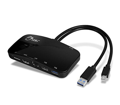 SIIG Mini-DP Video Dock with USB 3.0 LAN Hub (Black) - Mini DisplayPort to HDMI or DisplayPort, 2-port USB hub with 1 Gigabit Ethernet port for Macbooks, Surface Pros, and Dell/Asus/Lenovo/HP Laptops