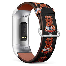 Load image into Gallery viewer, Replacement Leather Strap Printing Wristbands Compatible with Fitbit Charge 3 / Charge 3 SE - Scary Cobra and Eyeball
