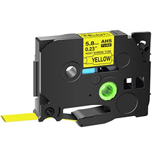 Load image into Gallery viewer, GREENCYCLE HSe-611 HS2-611 HS-611 Heat Shrink Tube Label Tape 5.8mm 0.23 Inch 1/4&quot; Black on Yellow Compatible for Brother P-Touch PTD400 D450 D600 PT-E300 PT-E550W, PT-P700,PT-P710BT,PT-P750W, 1 Pack
