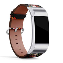 Load image into Gallery viewer, Replacement Leather Strap Printing Wristbands Compatible with Fitbit Charge 3 / Charge 3 SE - Floral Skull and Crow Pattern
