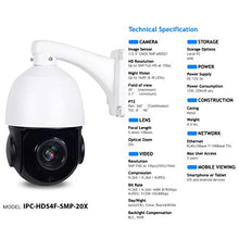 Load image into Gallery viewer, TySvance Super HD 5MP, 20X Optical Zoom,4inch Speed Dome Camera,5.0MP 2592x1944@15fps, PTZ CCTV IP Camera IR Night Vision,Outdoor Waterproof IP66, Security Surveillance 5Mega H.265
