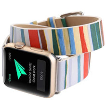 Load image into Gallery viewer, Compatible with Apple Watch Band 42mm 44mm, [Coloured Stripes Painting] Double Tour Watch Strap Replacement Wristband Bracelet for Apple Watch Series 4 (44mm) Series 3 Series 2 Series 1 (42mm)
