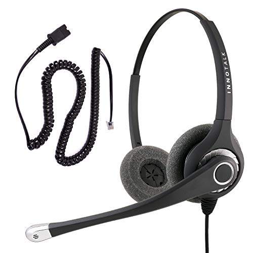 InnoTalk Headset Compatible with Cisco 7942, 7945, 7960, 7961 - Superb Sound Professional Binaural Headset + Phone Headset Quick Disconnect Adapter as Office Headset