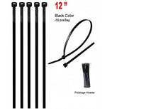 Load image into Gallery viewer, 12&quot; Heavy Duty Cable Ties (50, black)
