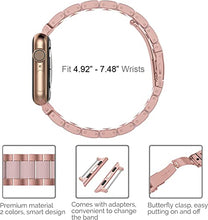 Load image into Gallery viewer, Wearlizer Rose Pink Compatible with Apple Watch Band 38mm 40mm 41mm Womens Mens Replacement for iWatch SE Stainless Steel Strap Fashion Resin Wristband Sleek Bracelet Metal Series SE 8 7 6 5 4 3 2 1
