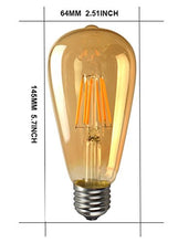 Load image into Gallery viewer, Bulbright LED Vintage Edison Bulb ST64, Amber Gilded Glass, 8W LED Filament Bulb, E26 Base, Clear Warm White 2700K, 70W Equivalent, 110-120VAC, Dimmable (Pack of 6, 8 Watt)
